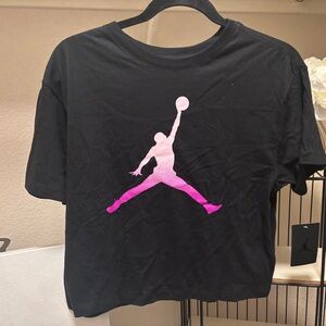 Nike Jordan Kids Black and logo Pink Short Sleeve Tee
